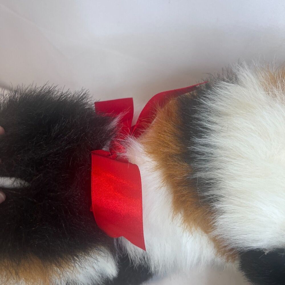Ty Cat Maggie the Calico Cat 1995 Classic Line Plush Stuffed Animal Red Bow - Picture 6 of 10